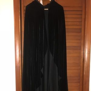 Long velvet cape with hood